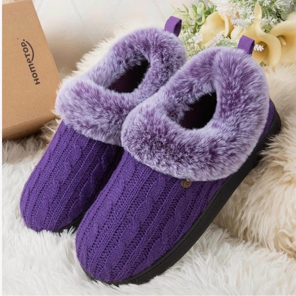 Women's Purple Knit Slippers. Outdoor Sole. Sealed un-opened